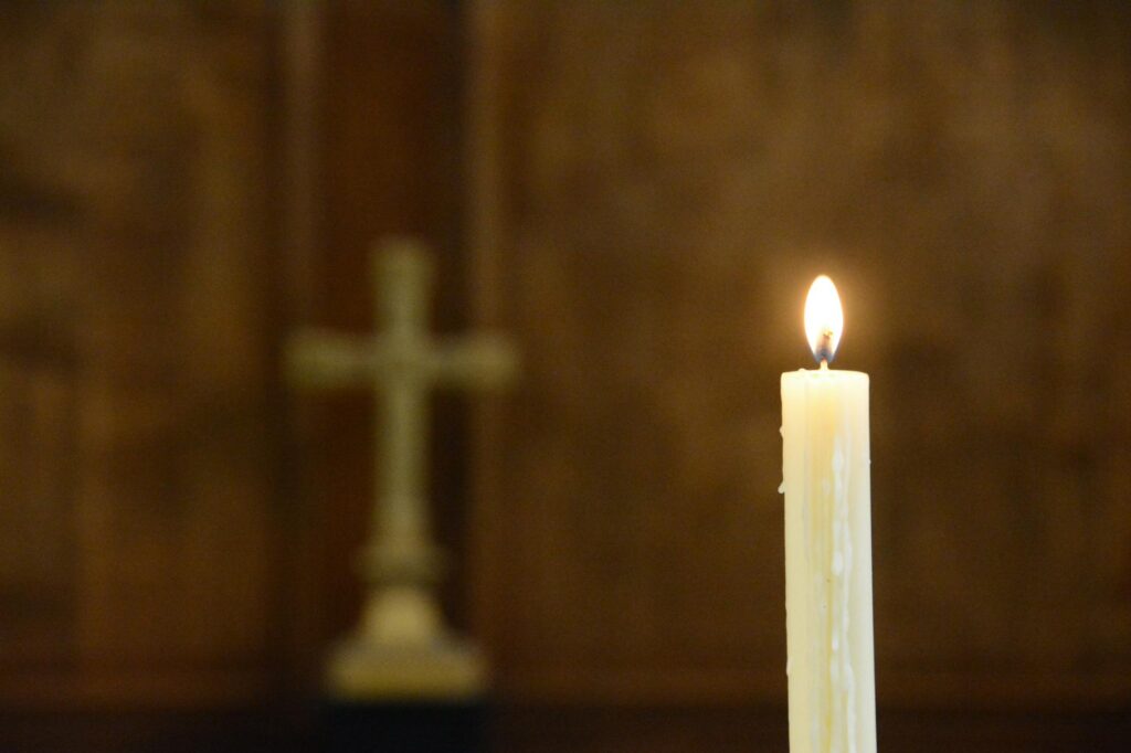 candle near the altar