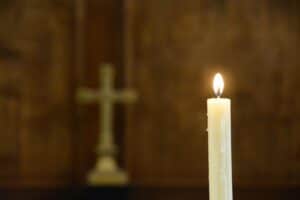 candle near the altar
