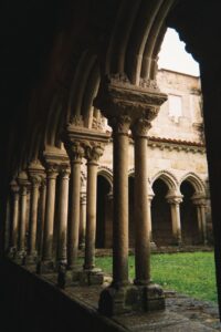 historical cloister arches in ourense spain