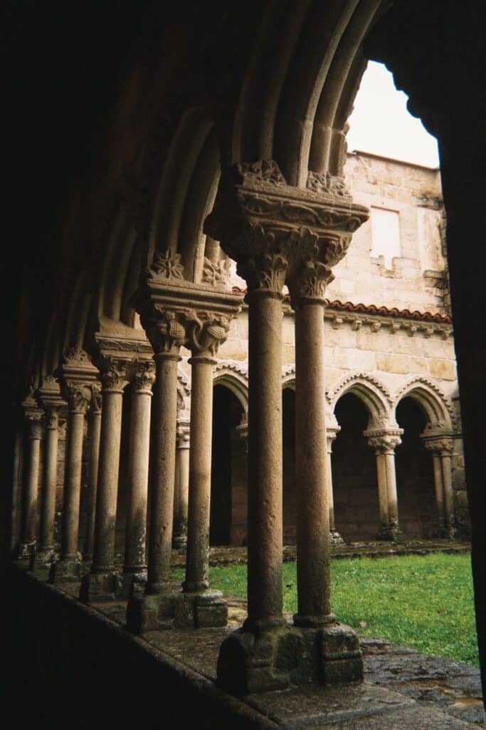 historical cloister arches in ourense spain