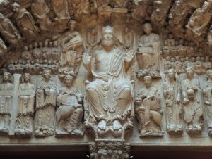 intricate stone relief of religious figures in london